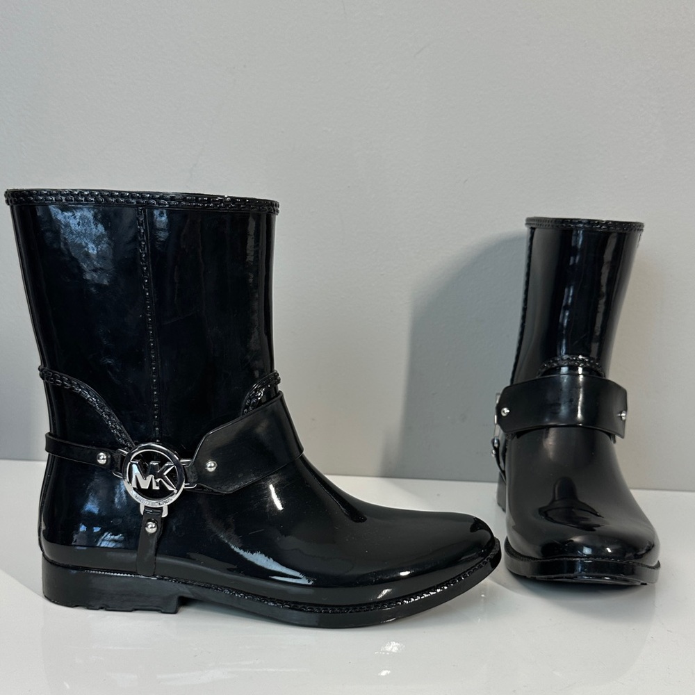 Michael Michael‎ Kors Fulton Harness Black Rain Boots Size 9